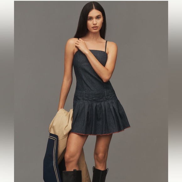 Pilcro Pants - Pilcro Sleeveless Pleated Denim Romper